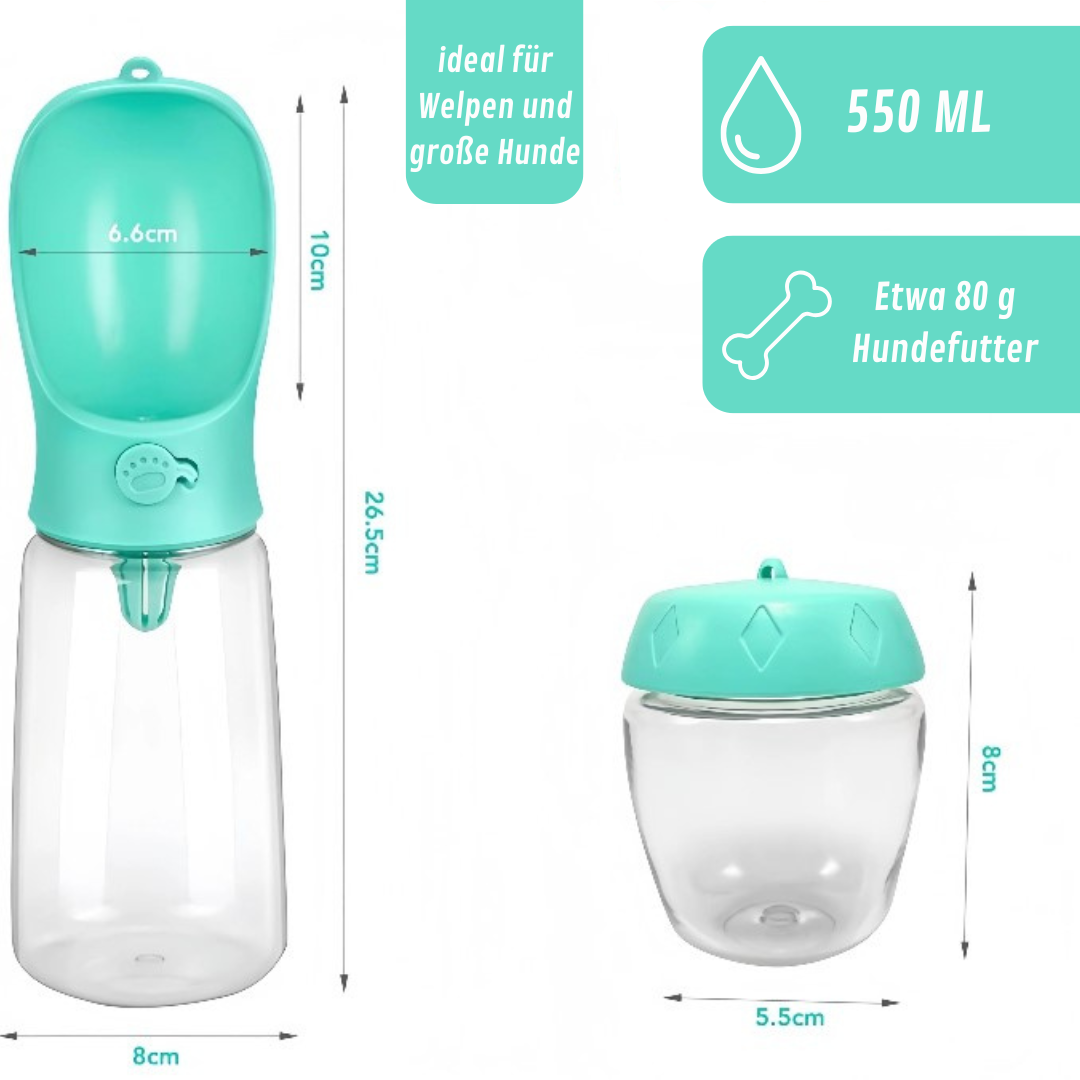 Fellkönige - Tragbare Wasserflasche mit Futternapf